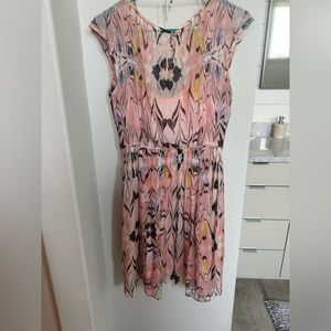 J Crew Women’s Pink Swirl Silk Patterned Dress Small